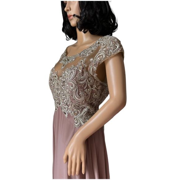 Mother of bride Embellished Illusion Jewel Neck A-line gown size large - XL - Picture 8 of 13